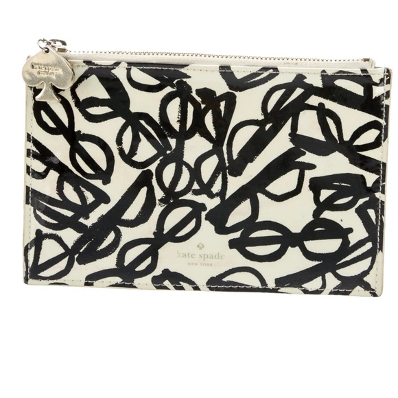 Kate Spade New York Black & White Glasses Print Patent Leather Bag - Picture 1 of 2
